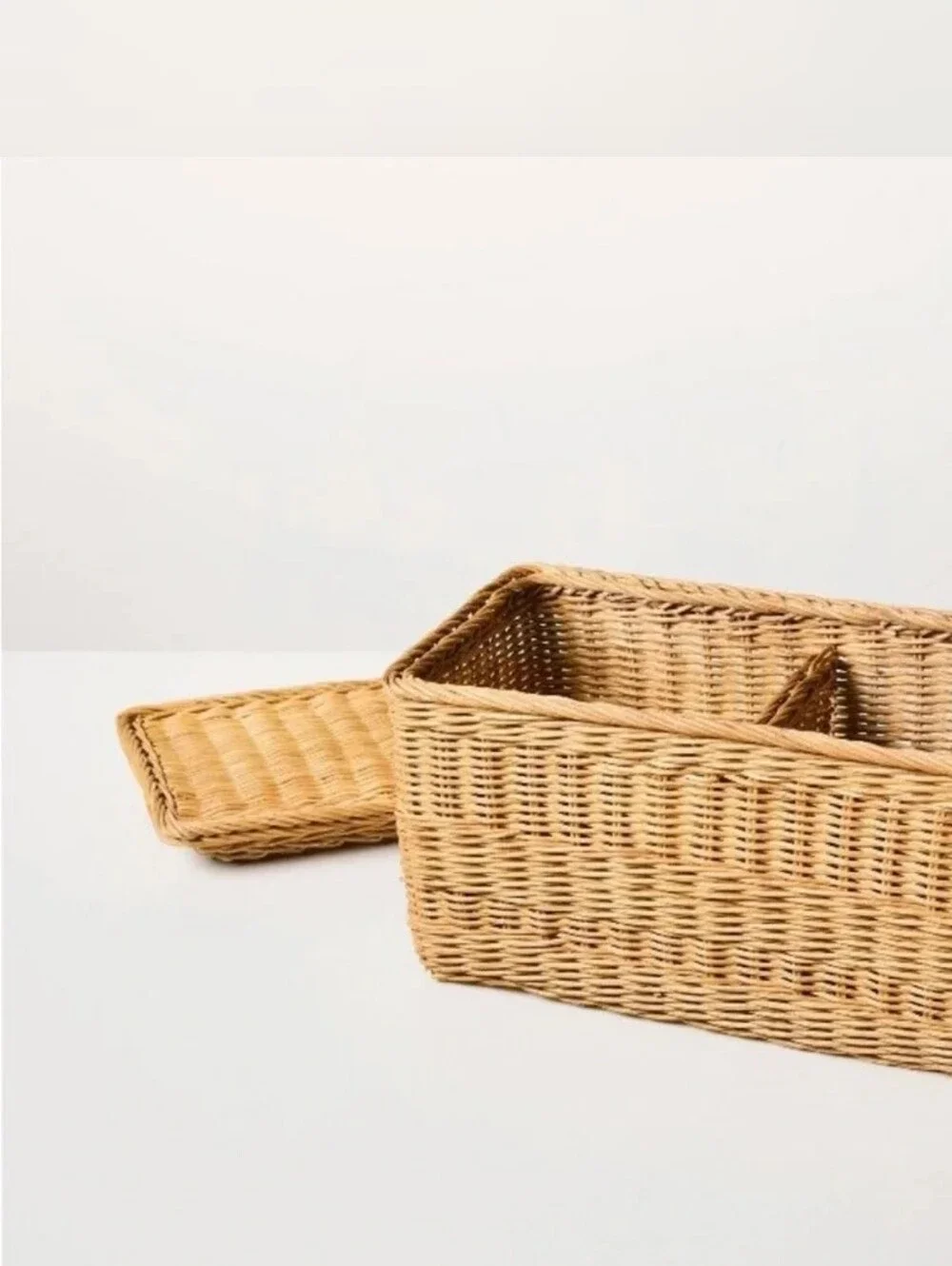 Hearth & Hand w/ Magnolia 8x8x15 Rattan Basket with Lid Lidded Medium